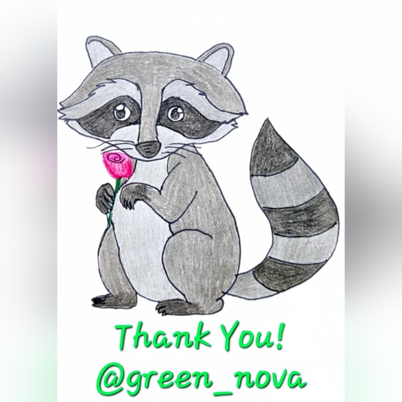 @green_nova Raccoon Business Thank You Cards 50pk - Picture 2 of 6